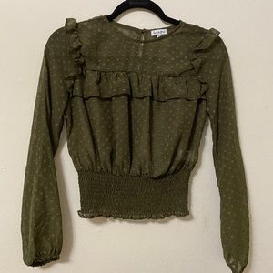 Women’s Green mesh long sleeve top